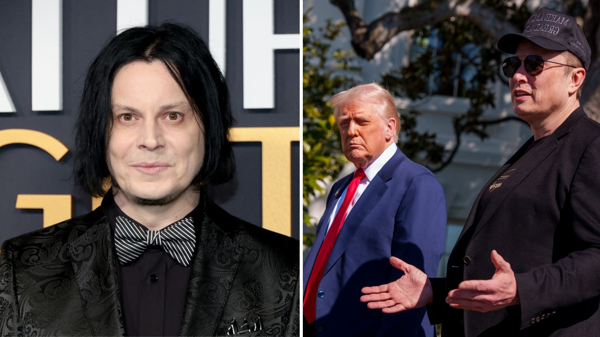 Jack White, Donald Trump e Elon Musk (Foto: Dimitrios Kambouris/Getty Images e Andrew Harnik/Getty Images)