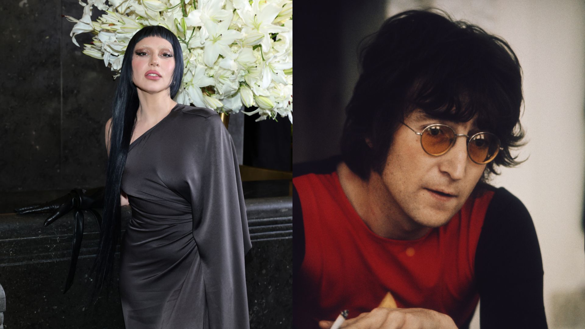 Lady Gaga (Foto: Arturo Holmes/Getty Images) e John Lennon (Foto: Michael Putland/Getty Images)