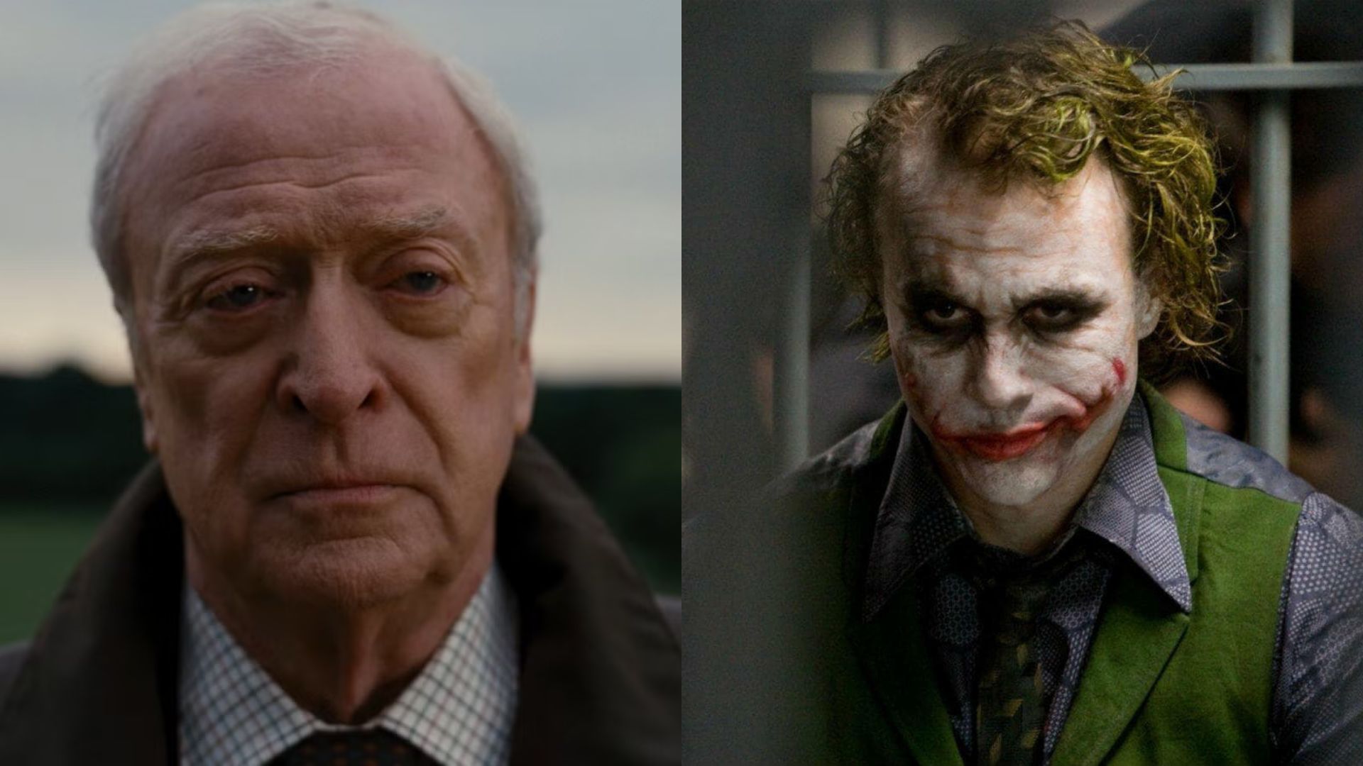 Michael Caine como Alfred e Heath Ledger como Coringa