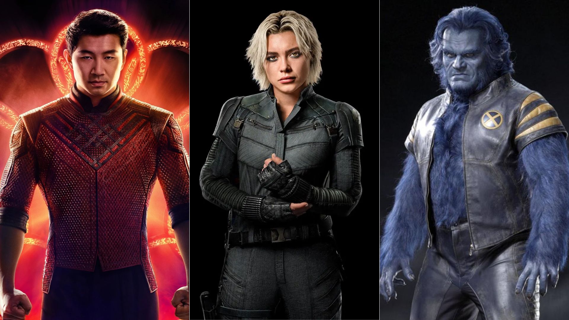 Simu Liu (Shang-Chi), Florence Pugh (Yelena Belova/Viúva Negra) e Kelsey Grammer (Dr. Hank McCoy/Fera) são confirmados em novo filme dos Vingadores (Foto: Reprodução/Marvel Studios)