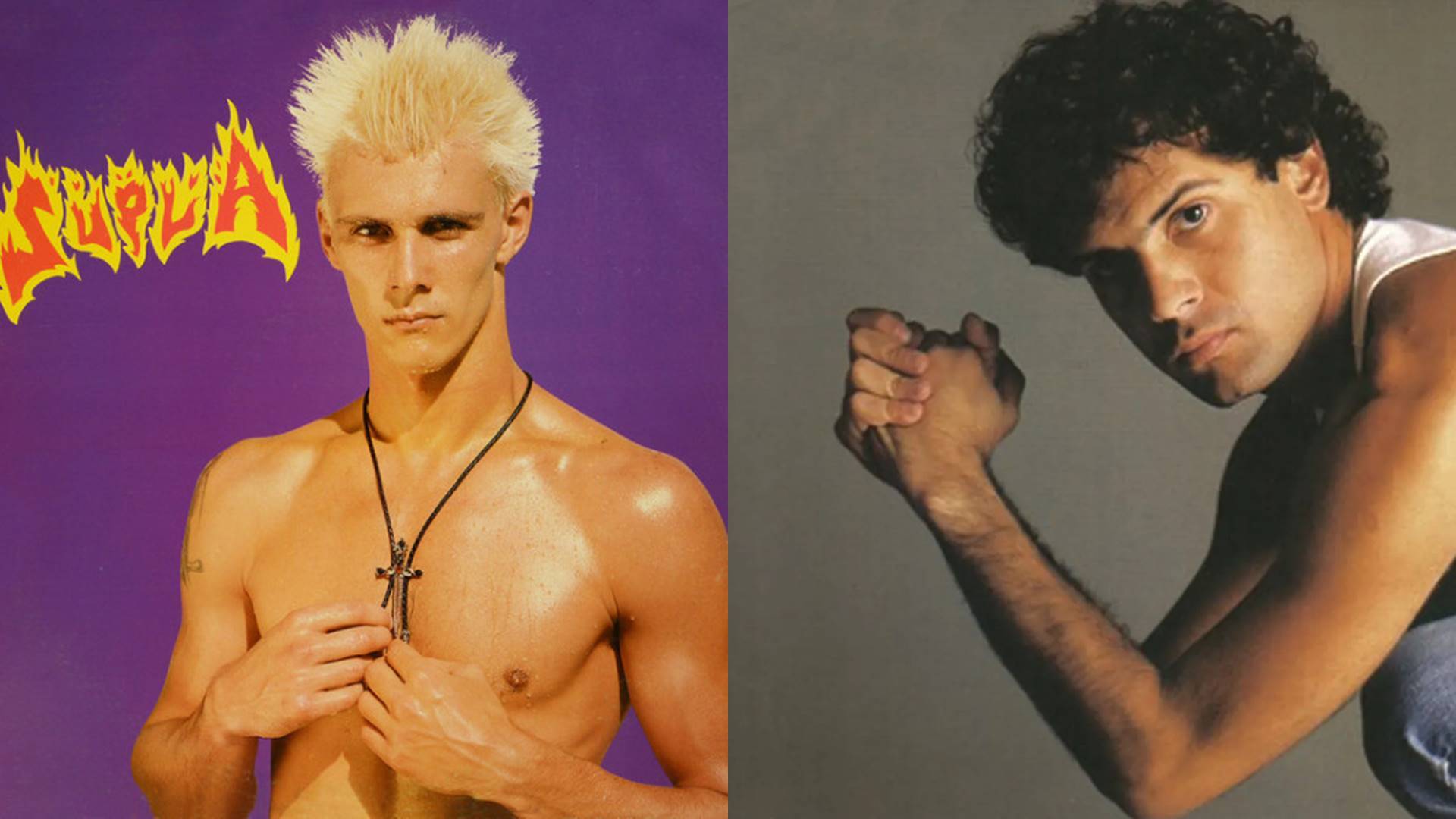 Capas dos álbuns Supla, de 1989, e Exagerado, de 1985