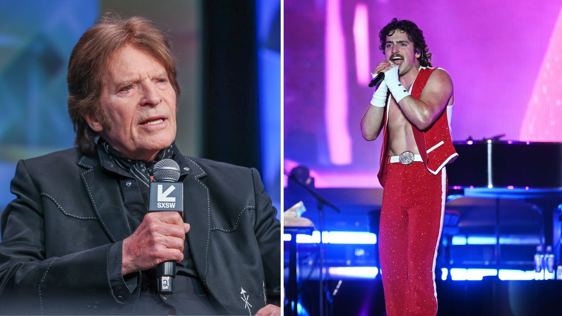 John Fogerty e Benson Boone (Foto: Mat Hayward/WireImage e Nicola Gell/Getty Images)