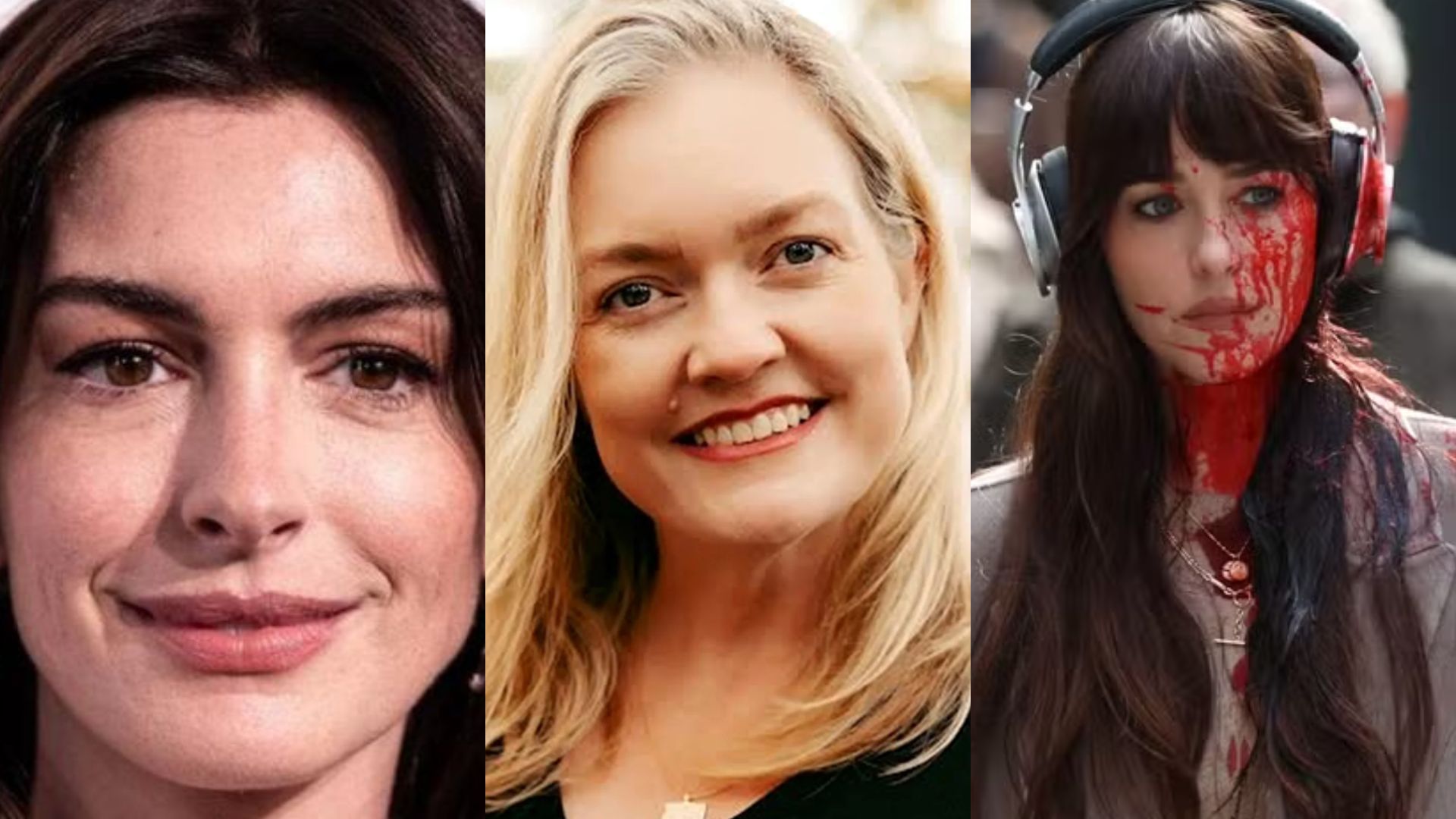 Anne Hathaway, Colleen Hoover e Dakota Johnson | Imagens: Reprodução