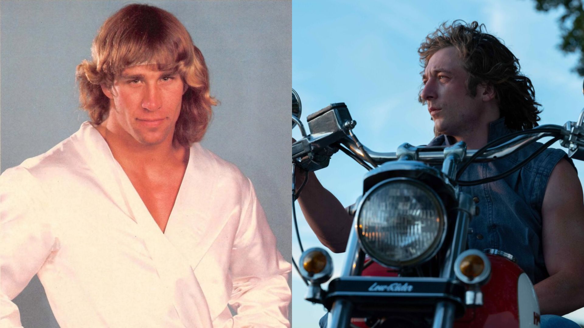 Kerry Von Erich (Foto: Wrestling 87 Magazine) | Jeremy Allen White em Garra de Ferro (Foto: Reprodução)