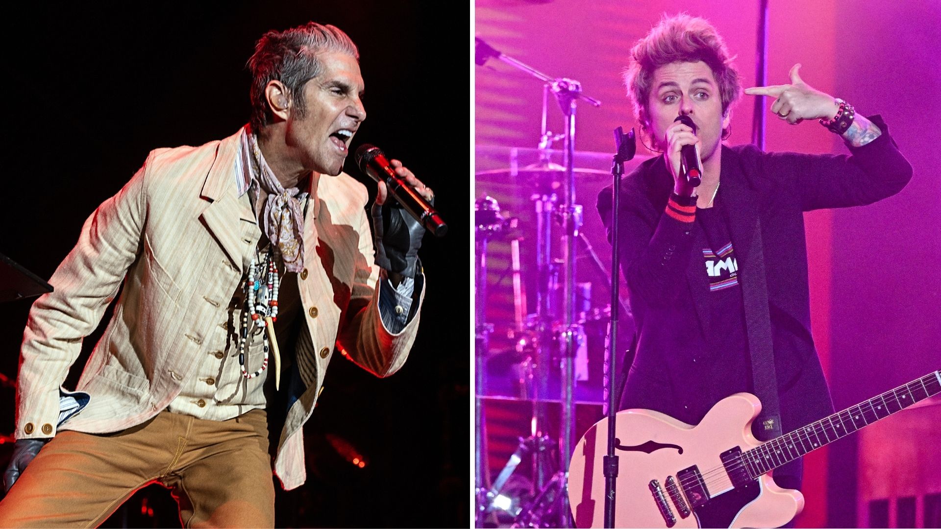 Perry Farrell e Billie Joe Armstrong (Foto: Jeff Hahne/Getty Images e PG/Bauer-Griffin/GC Images)