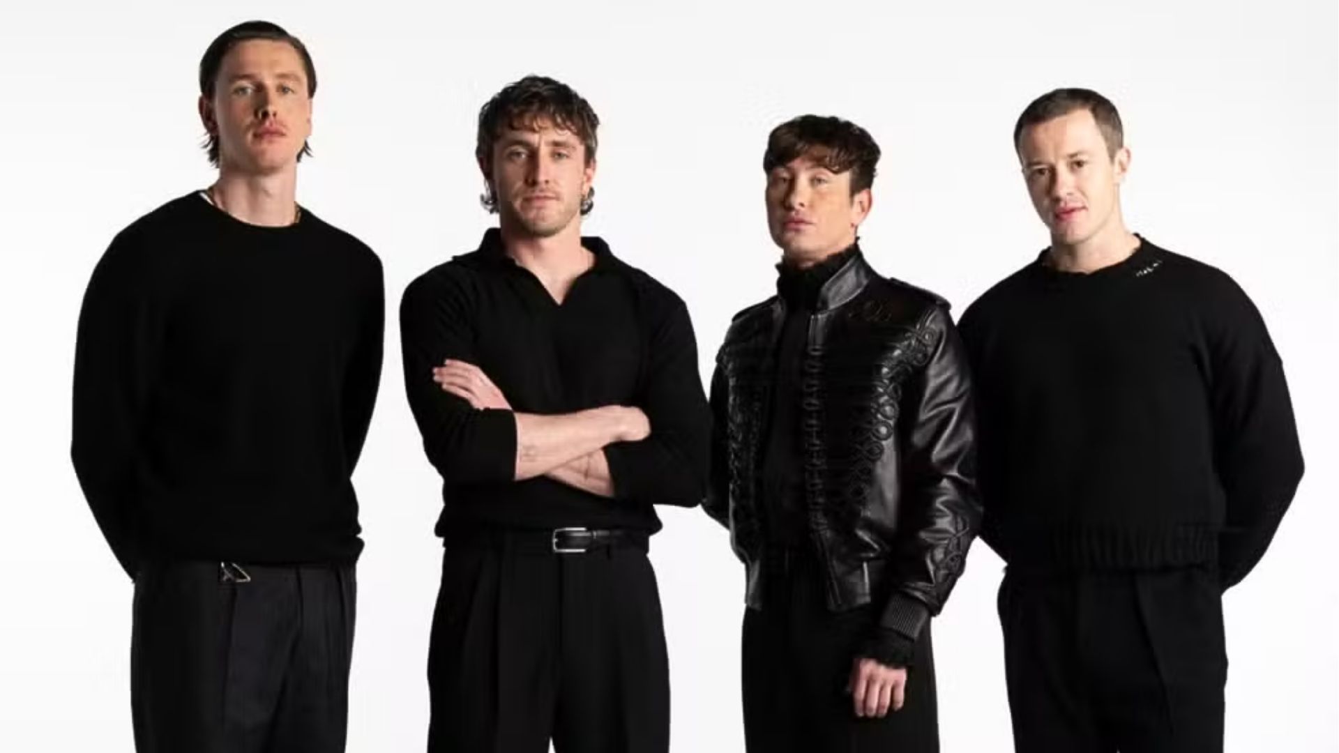 Elenco de filmes dos Beatles: Harris Dickinson (John Lennon), Paul Mescal (Paul McCartney), Barry Keoghan (Ringo Starr) e Joseph Quinn (George Harrison) | Foto: Sony Pictures