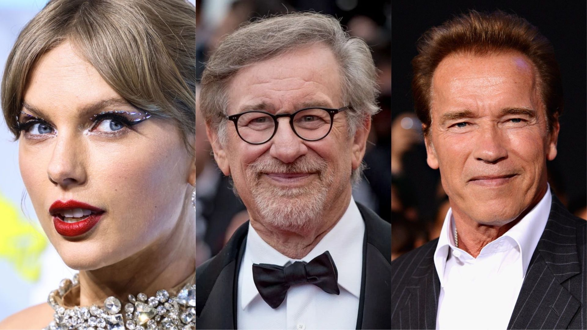 Steven Spielberg, Taylor Swift e Arnold Schwarzenegger | Fotos: Reprodução/Gettyimages