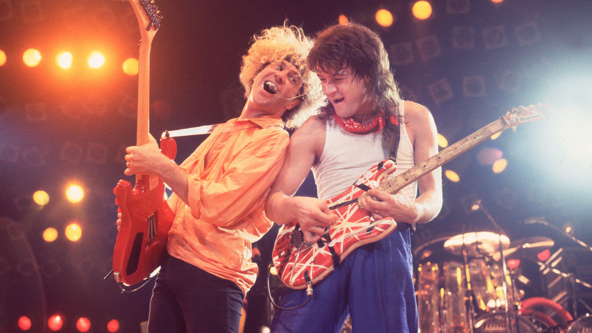 Sammy Hagar e Eddie Van Halen, do Van Halen, em 1986
