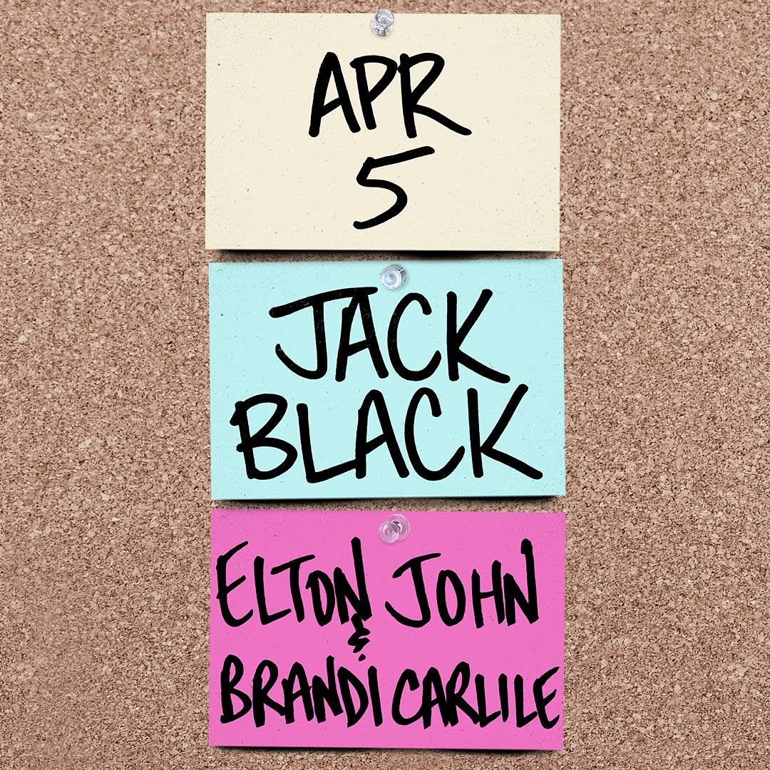 Anúncio da programação do SNL com Jack Black, Elton John e Brandi Carlile