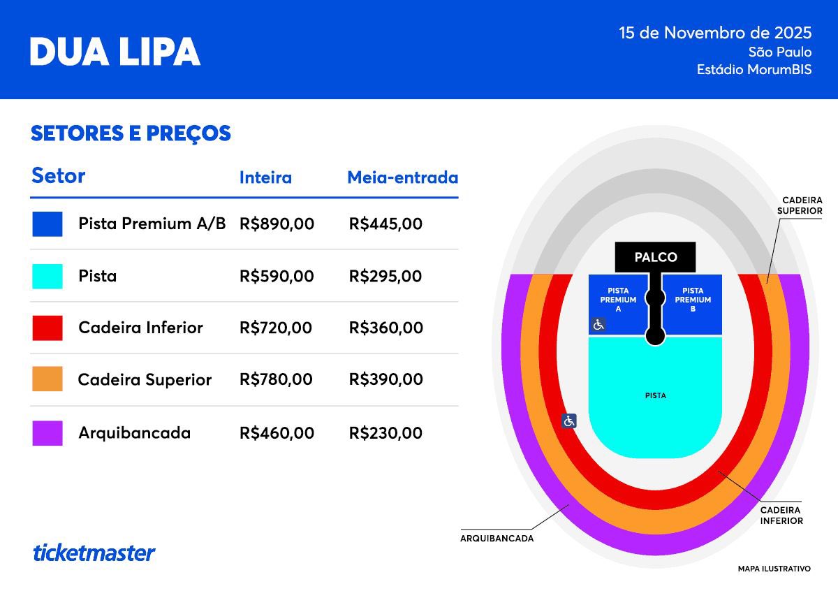 Valor dos ingressos do show de Dua Lipa em São Paulo