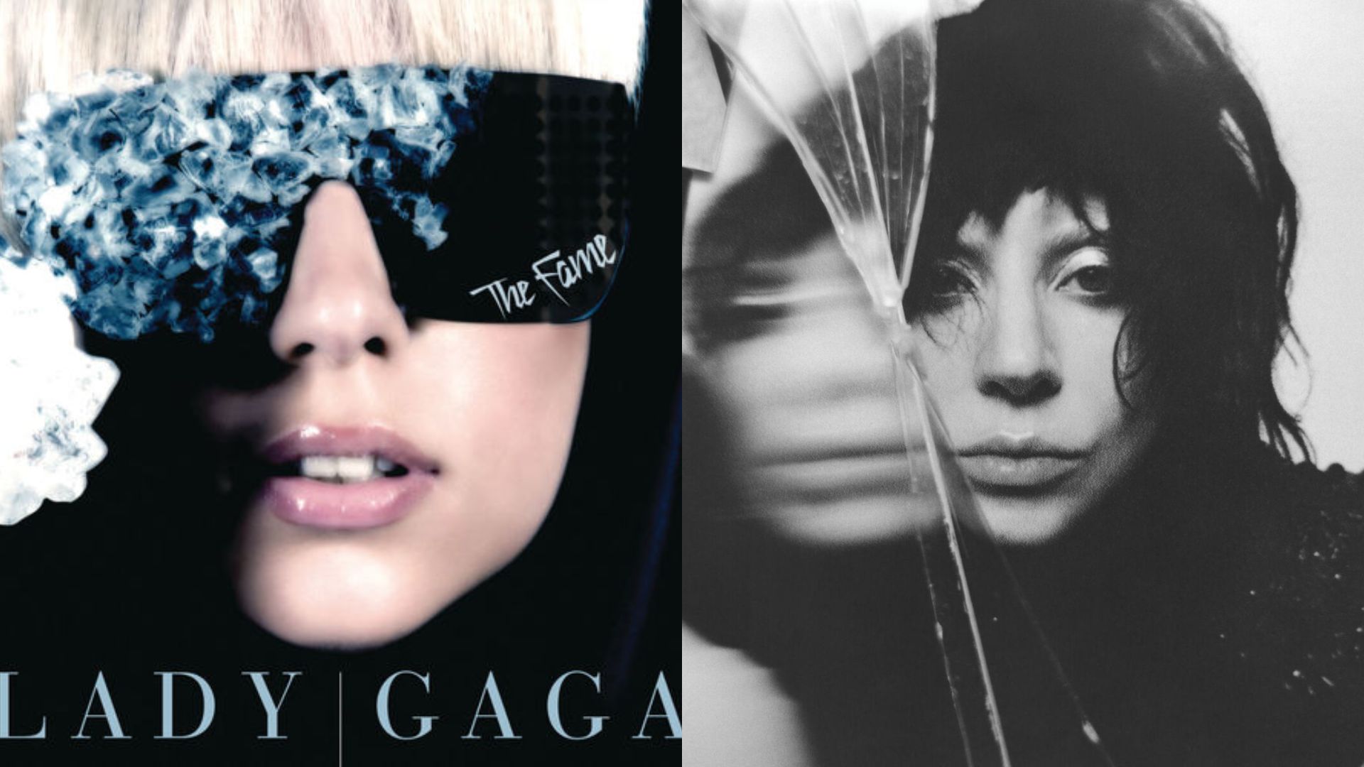 Capas de The Fame e Mayhem, discos de estúdio de Lady Gaga