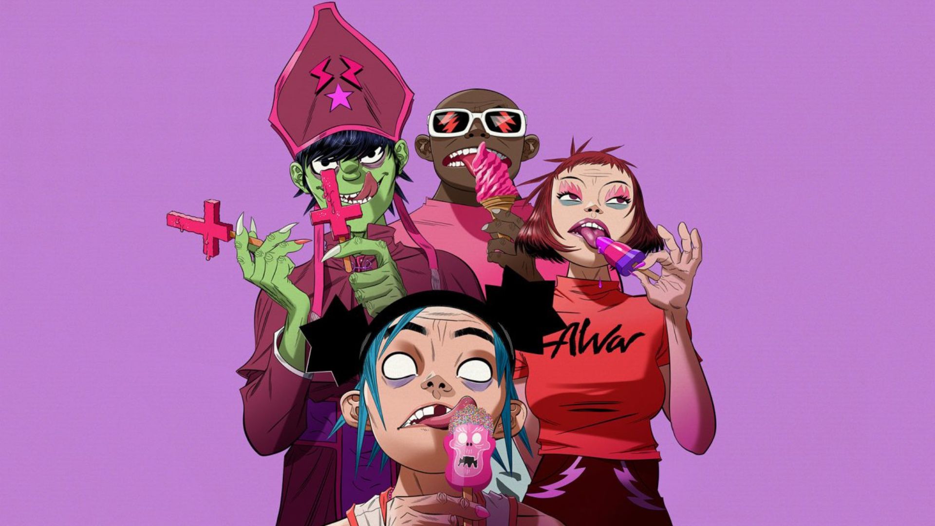 Gorillaz, banda virtual criada por Damon Albarn e Jamie Hewlett