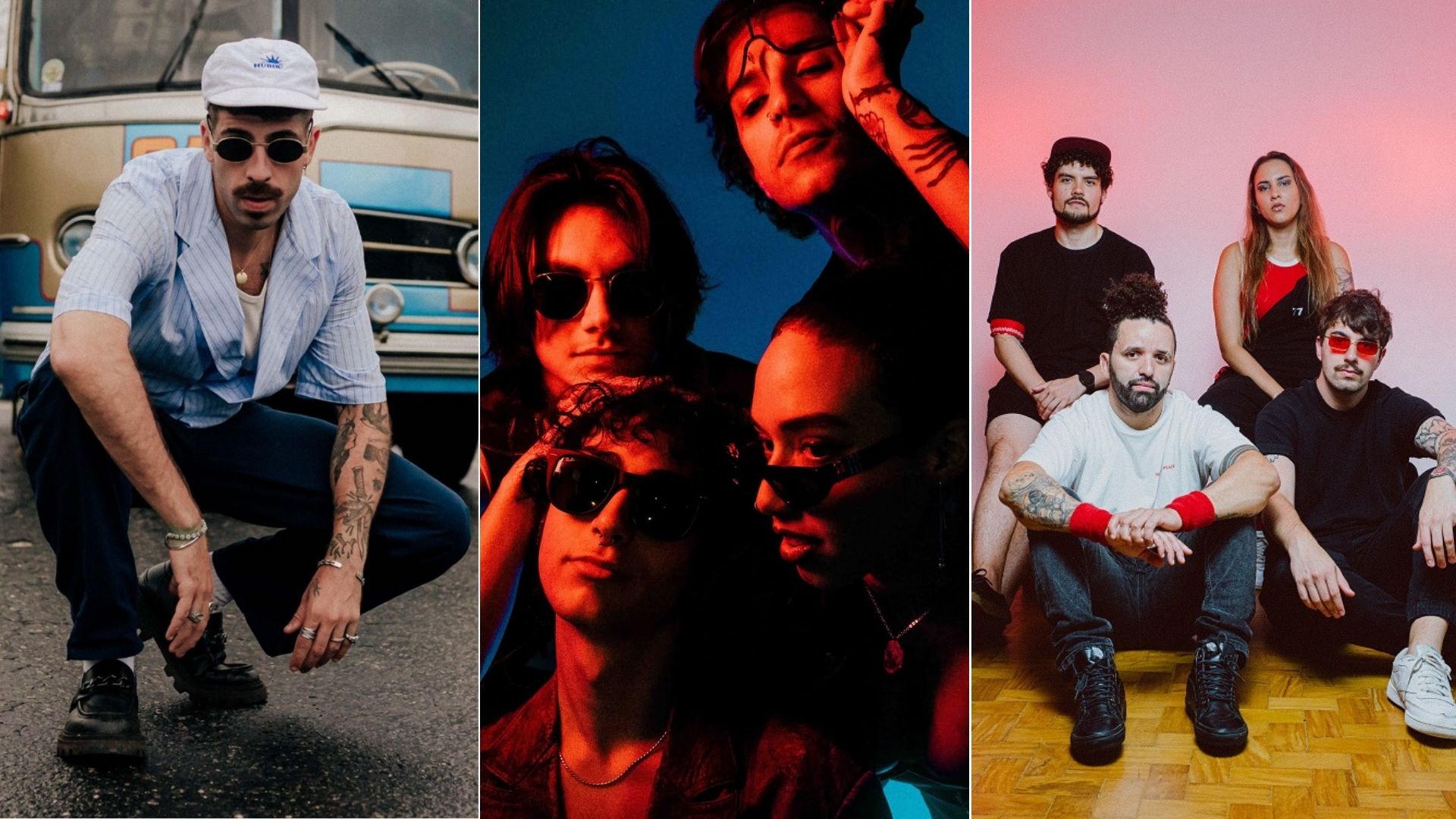 Finalistas do Concurso de Bandas 2025: da esq. para a dir. Nunez, Venere Vai Vênus e Almada