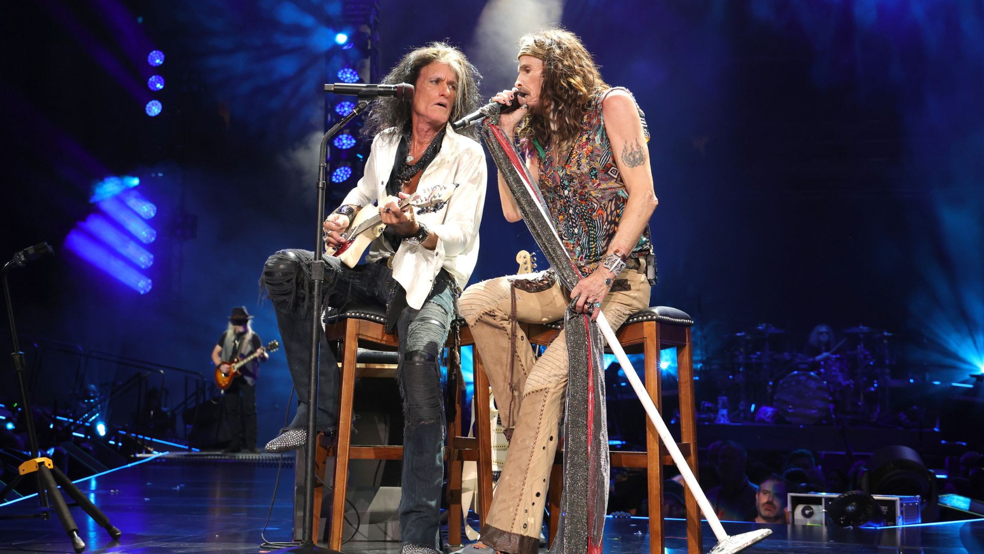 Joe Perry e Steven Tyler, do Aerosmith, em 2023