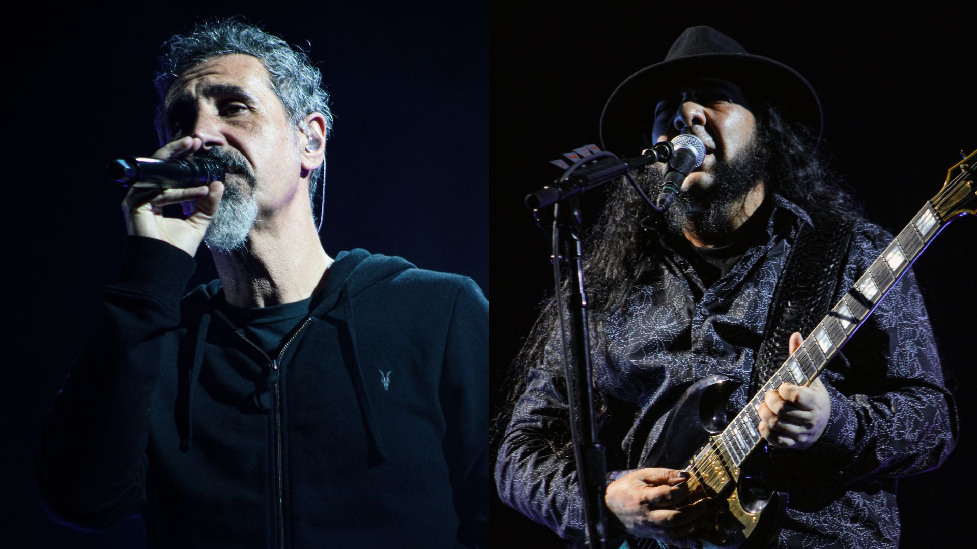 Serj Tankian e Daron Malakian em show realizado em 10 de maio de 2025, no Allianz Parque, em São Paulo