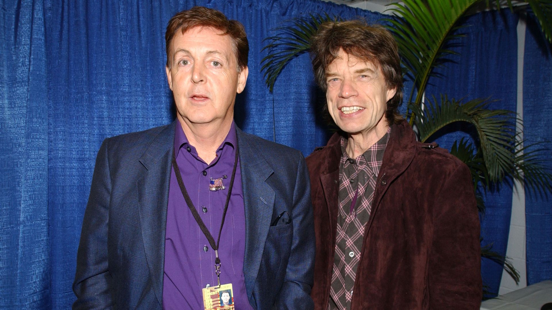 Paul McCartney (Beatles) e Mick Jagger (Rolling Stones) em 2001
