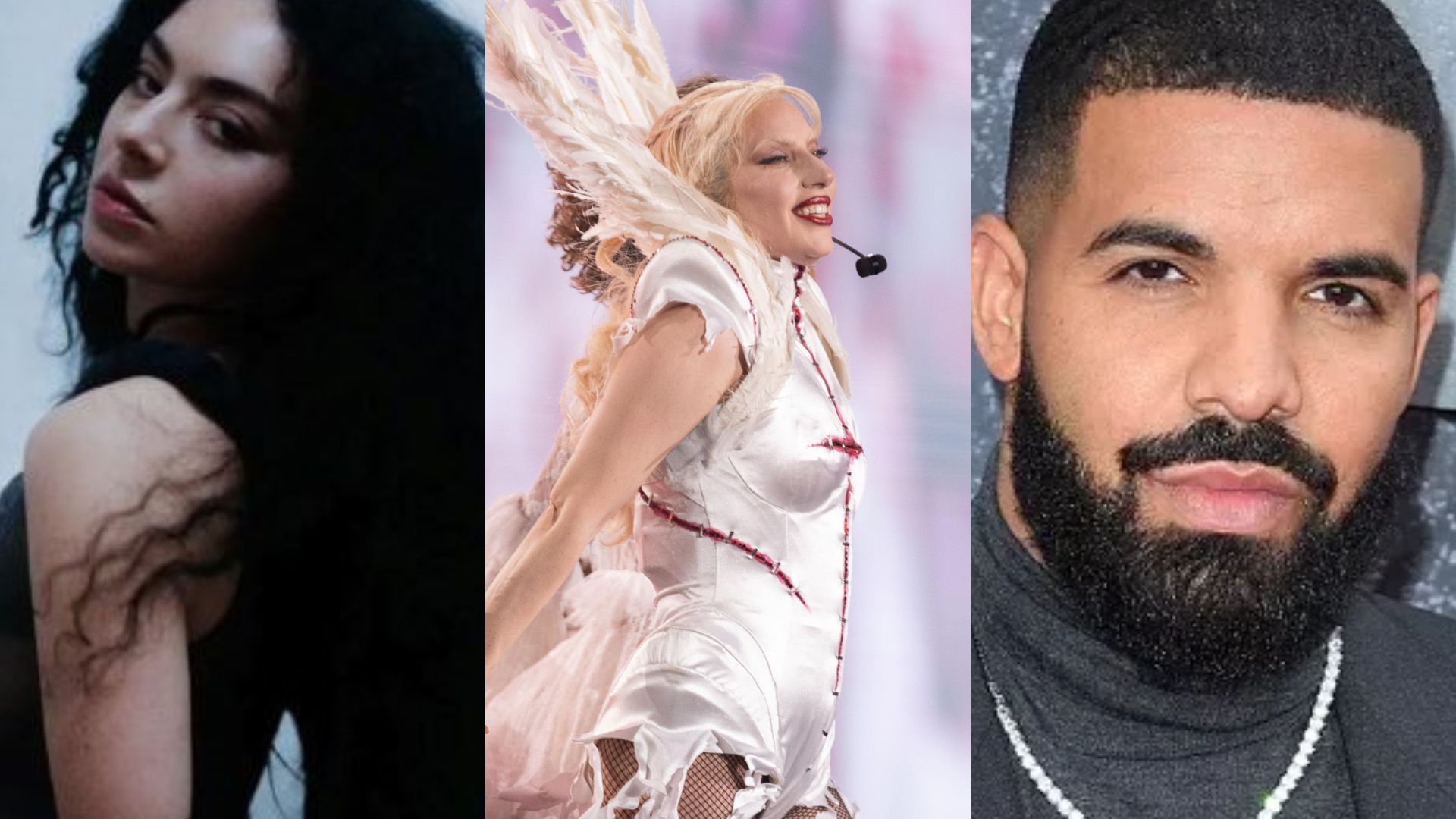Charli xcx, Lady Gaga e Drake | Fotos: GettyImages