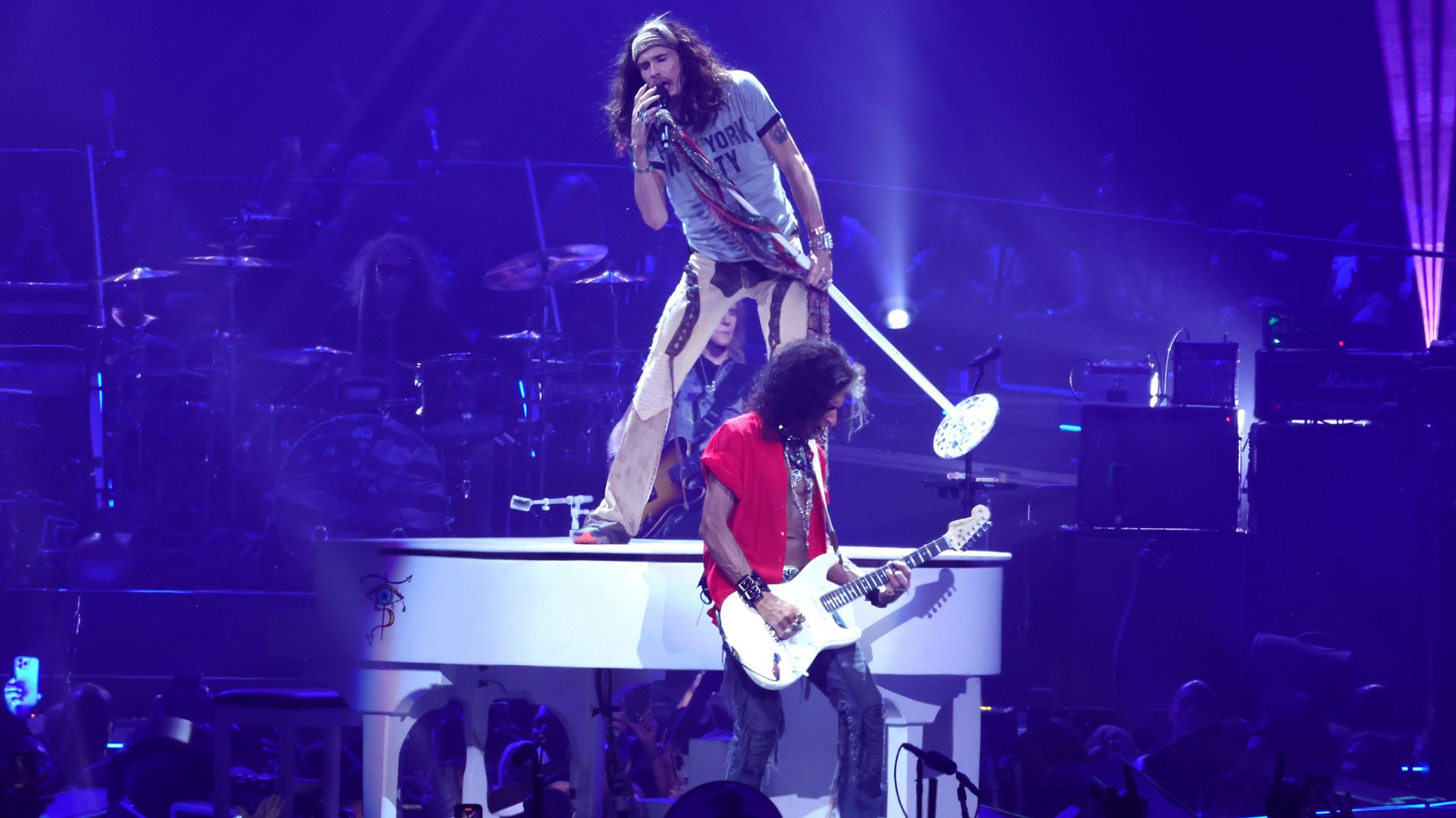 Joe Perry e Steven Tyler, do Aerosmith, em 2023