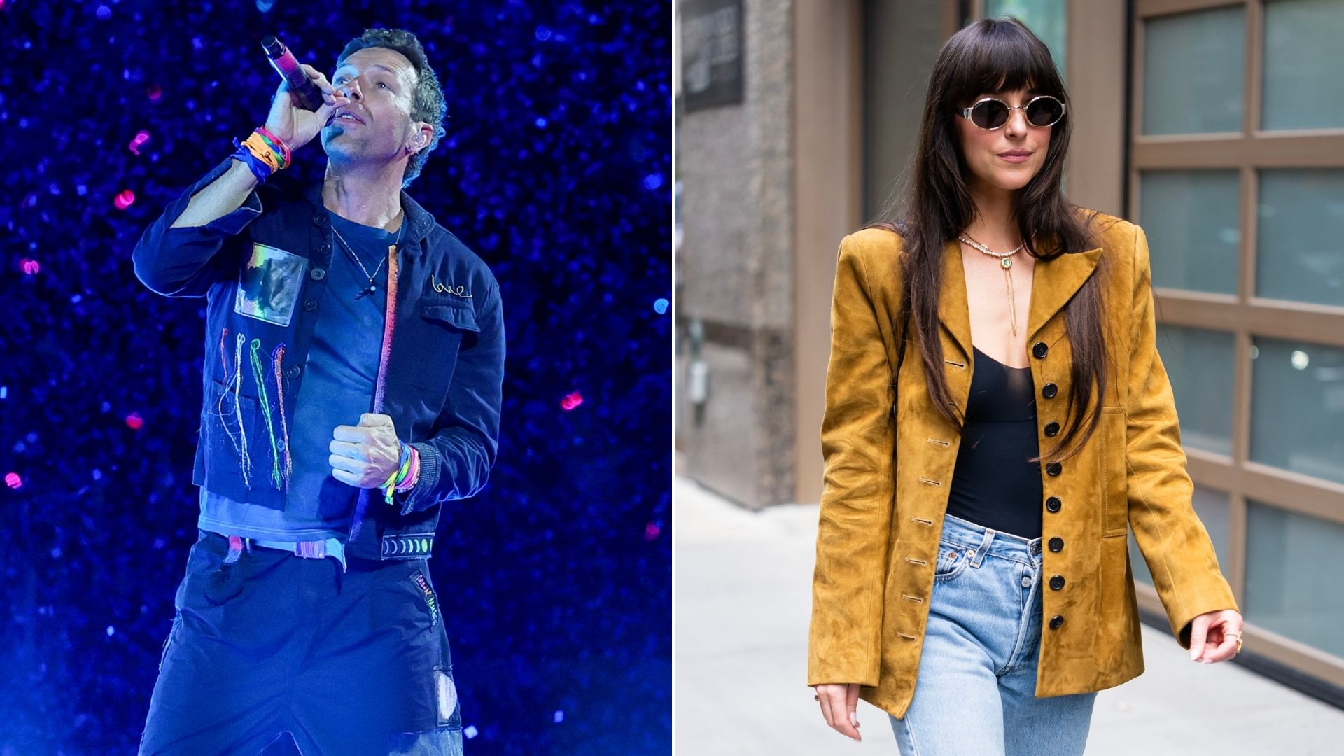 Chris Martin, do Coldplay e a atriz Dakota Johnson