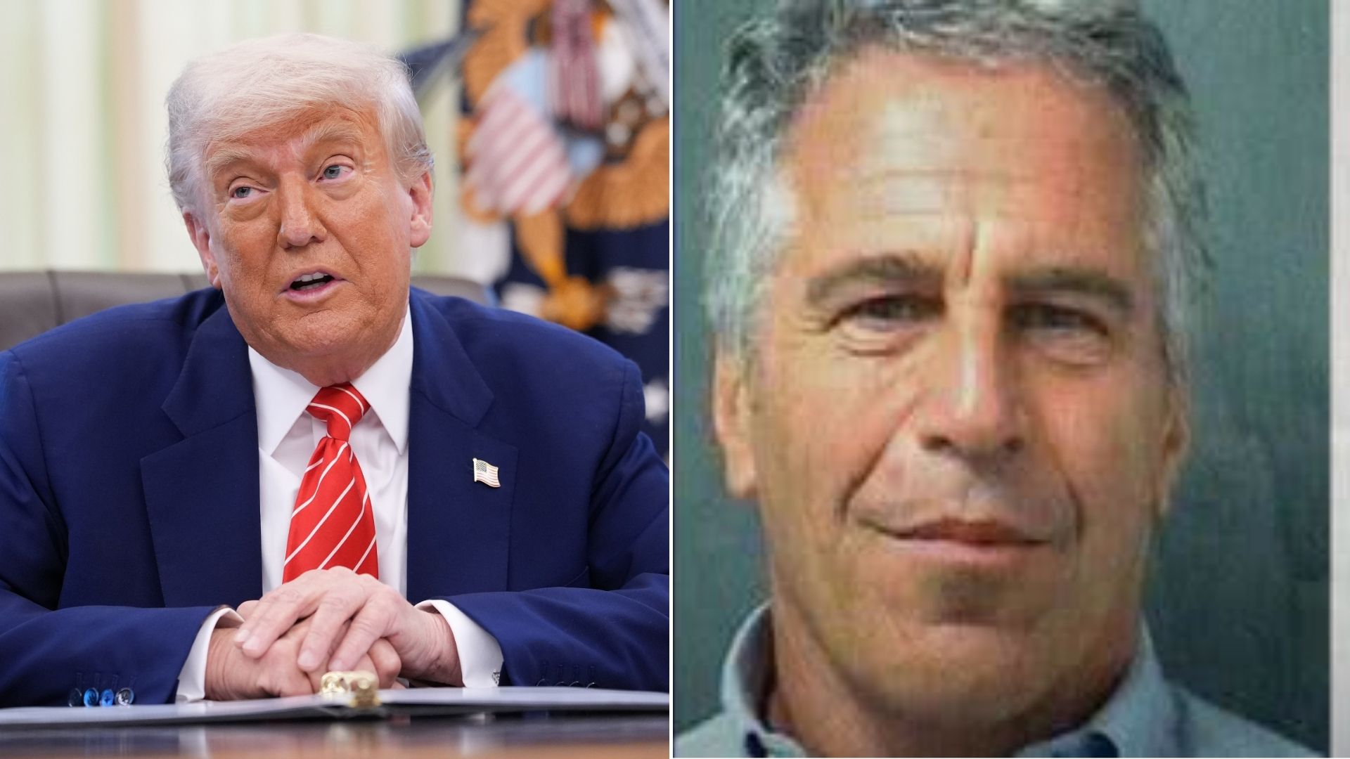 Donald Trump e Jeffrey Epstein (Foto: Kevin Dietsch/Getty Images e Reprodução)