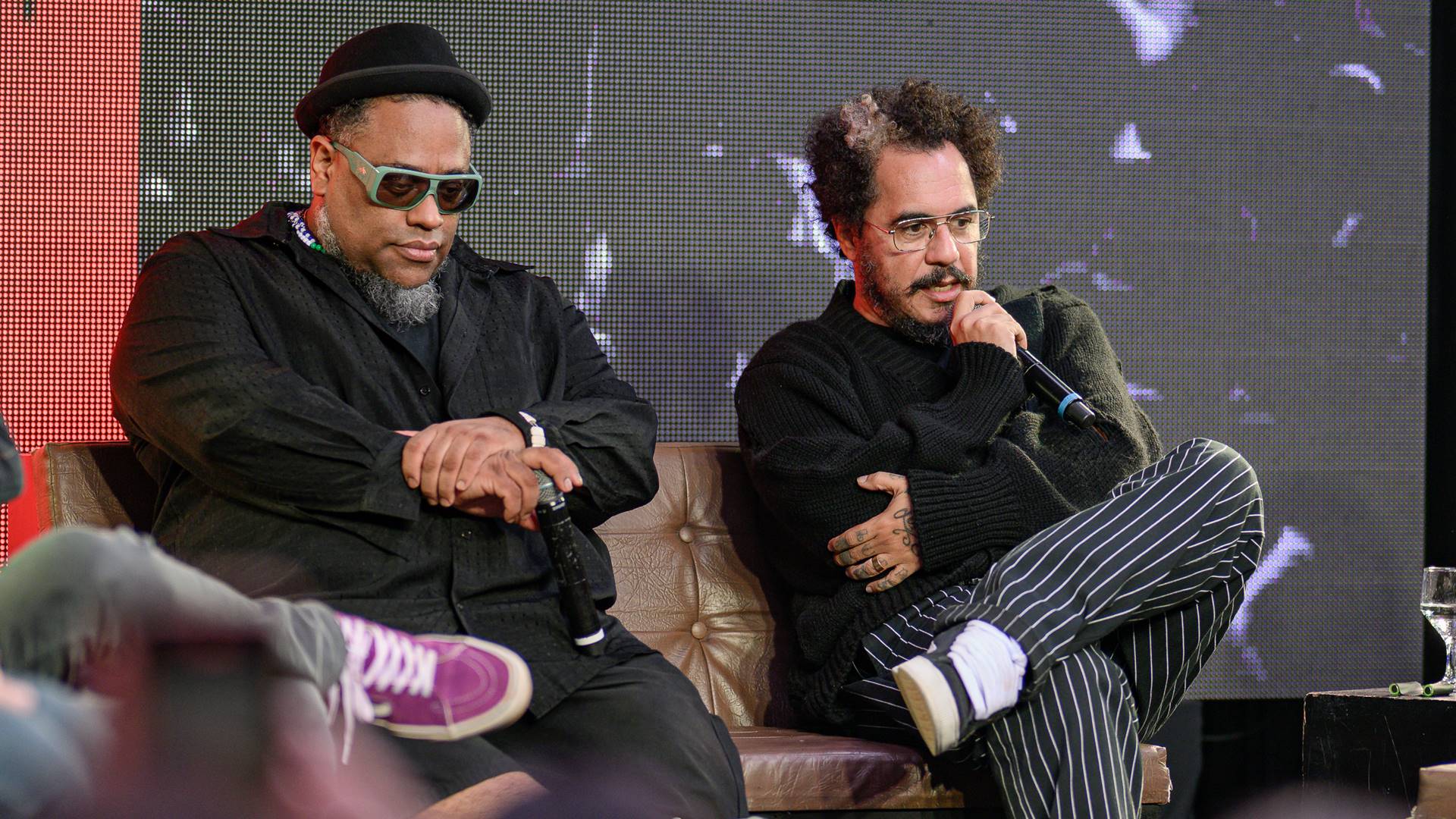 BNegão e Marcelo D2, do Planet Hemp, durante coletiva de imprensa