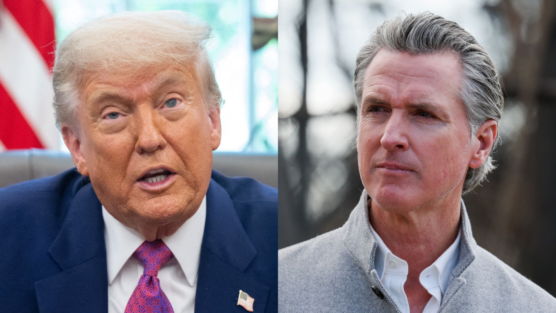 O presidente dos EUA, Donald Trump e o Governador da California, Gavin Newsom