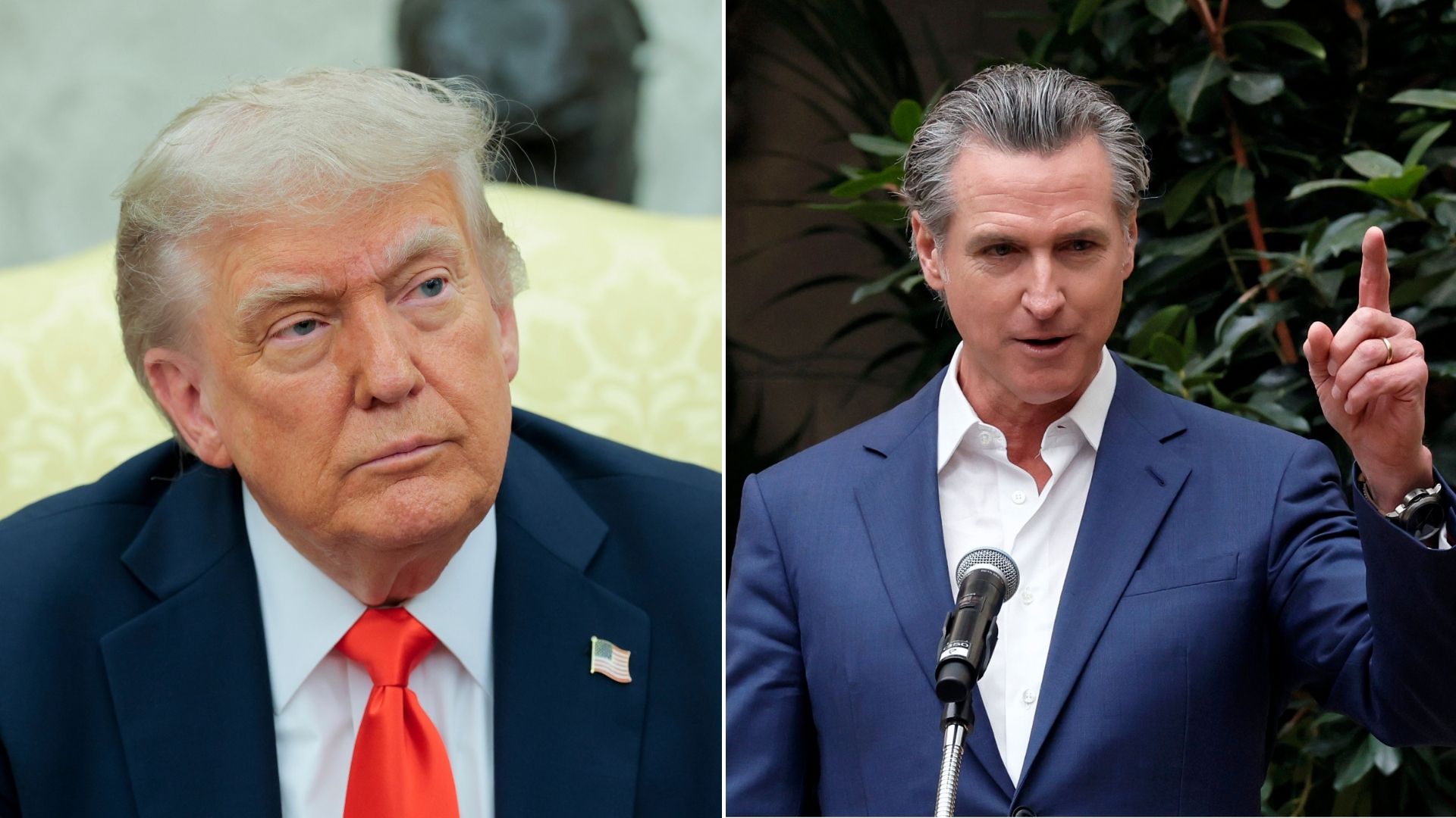 Donald Trump e Gavin Newsom (Foto: Anna Moneymaker/Getty Images e Frazer Harrison/WireImage)