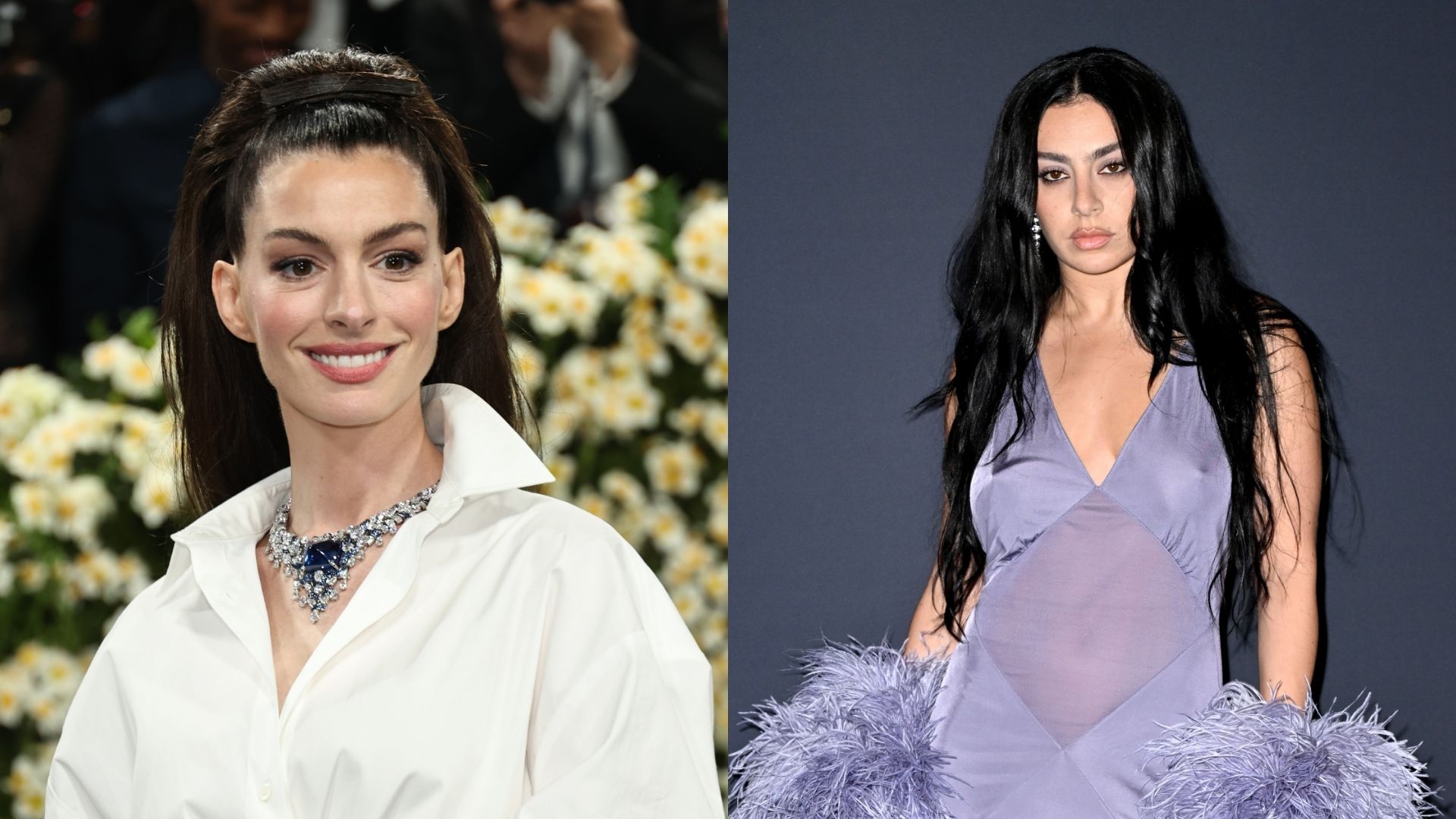 Anne Hathaway e Charli XCX (Foto: Jamie McCarthy/Getty Images e Lionel Hahn/Getty Images)