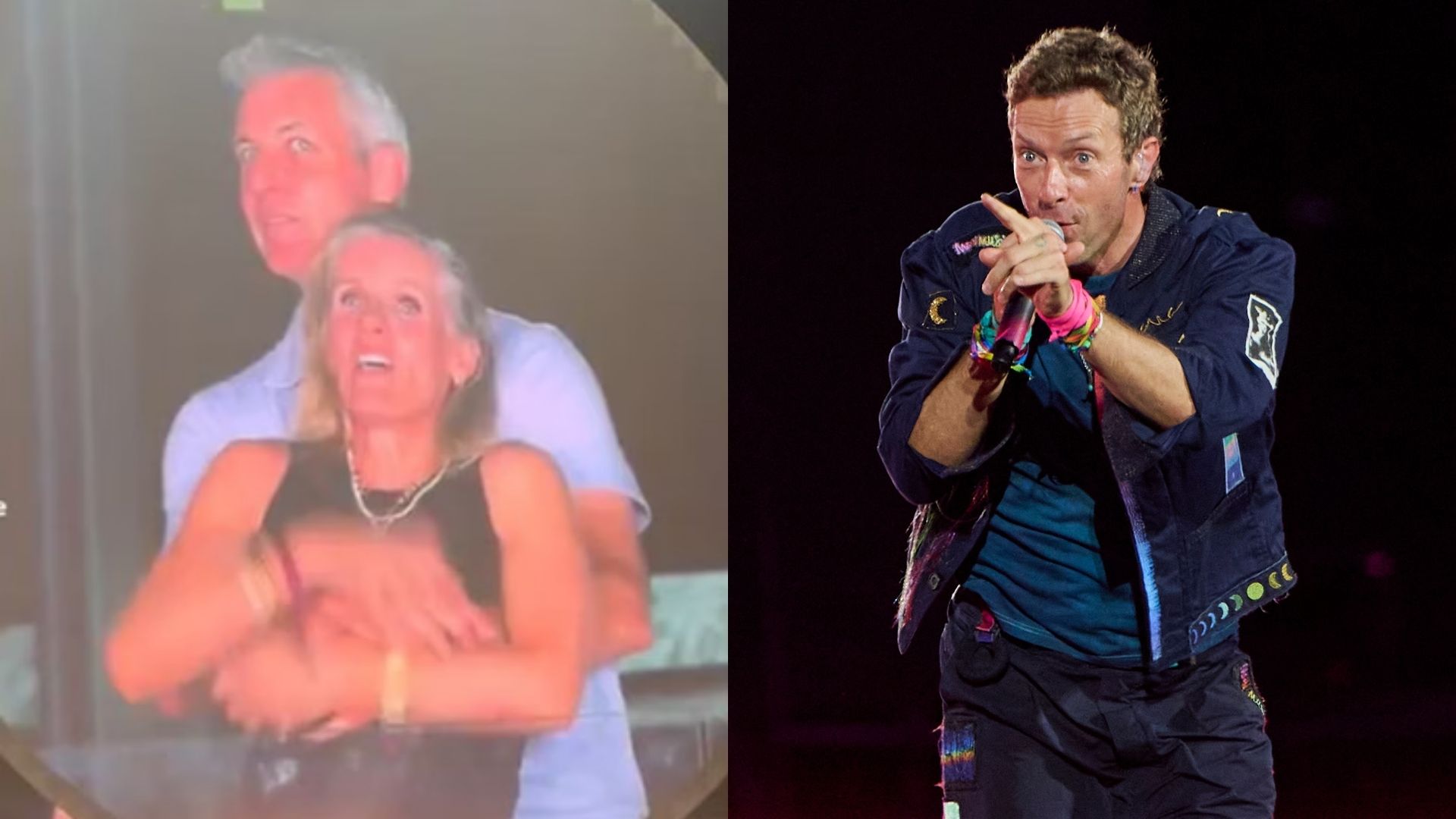 "Kiss cam" flagra suposta traição no show do Coldplay (Foto: Reprodução e Robert Okine/Getty Images)