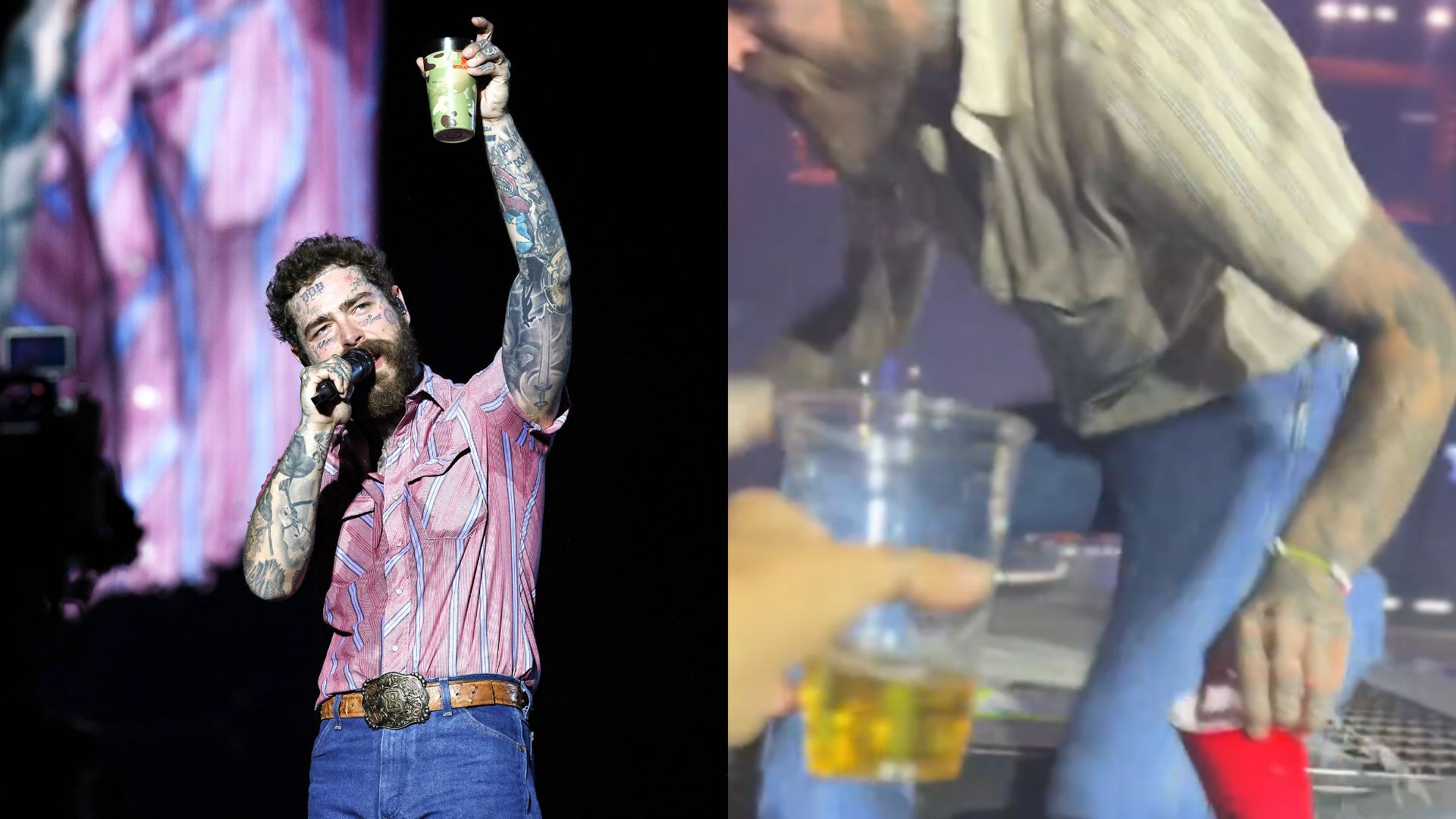 Post Malone foi para a ponta da passarela do palco antes de cair durante interação com fã