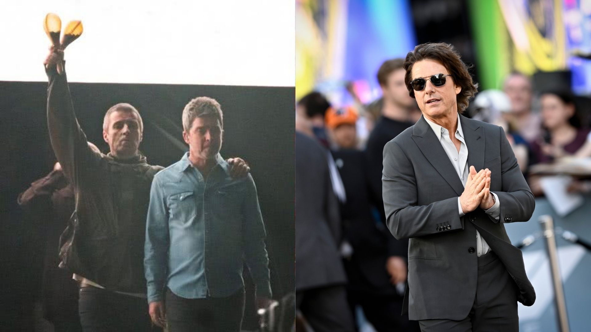 Liam e Noel Gallagher; Tom Cruise (Fotos: Samir Hussein/WireImage e Gareth Cattermole/Getty Images)