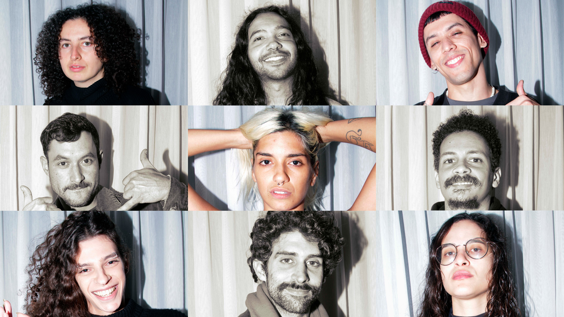 Da esq. à direita (de cima à baixo): Dora, Leonel, Iuri, Moysés, Crystal, Diego, Pek0, Vicluz, Malu