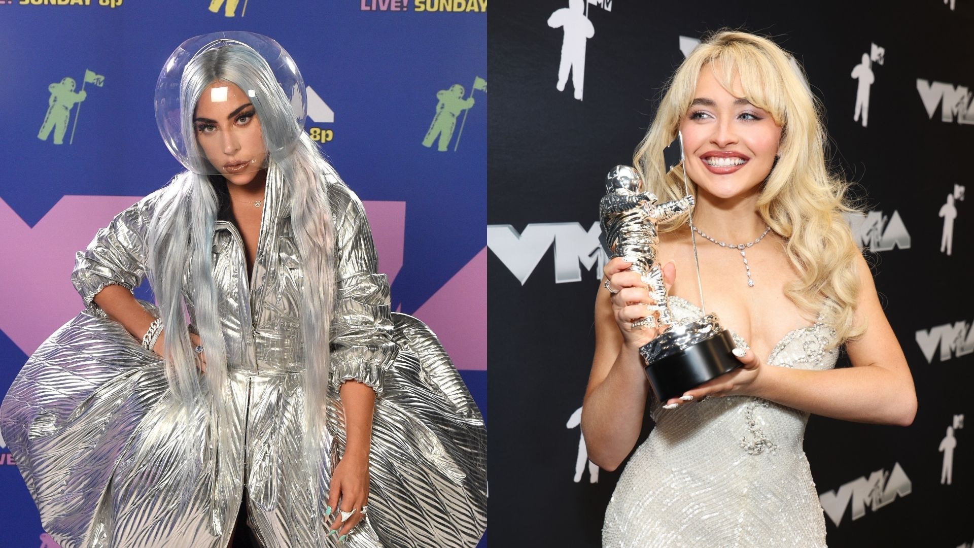 Lady Gaga e Sabrina Carpenter (Foto: Kevin Winter/MTV VMAs 2020/Getty Images for MTV)