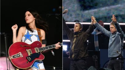 Ellie Rowsell, do Wolf Alice (Foto: Jim Dyson/Redferns/Getty Images) e Oasis (Foto: Kevin Mazur/Getty Images)