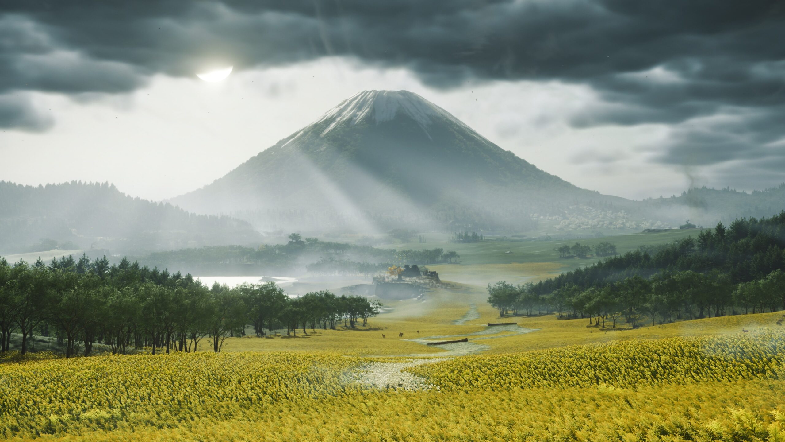 Uma das belas paisagens de Ghost of Yōtei (Foto ReproduçãoSucker Punch Productions - Sony Interactive Entertainment)