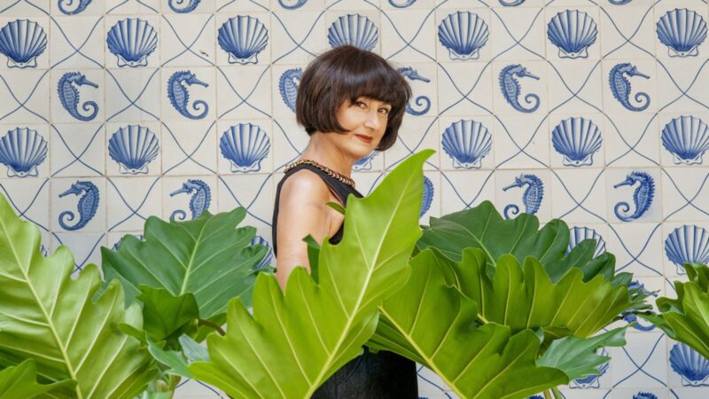 Zezé Polessa caracterizada como Nara Leão