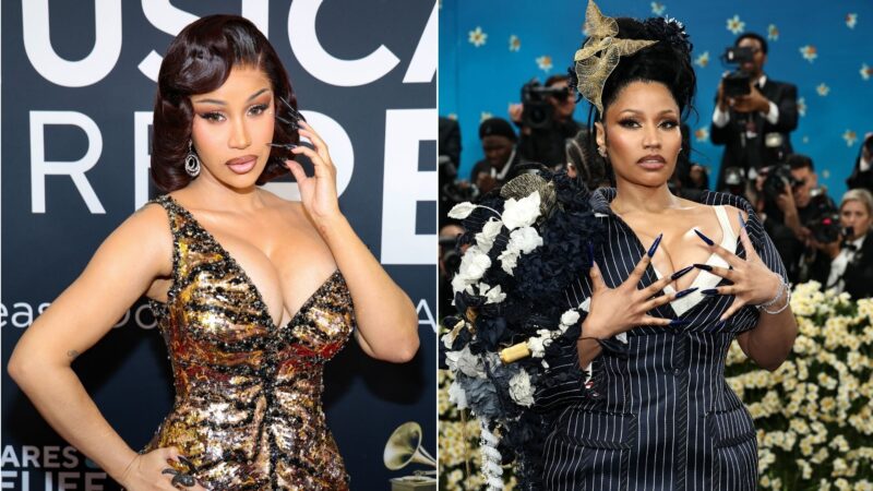 Cardi B (Foto: Kevin Mazur/Getty Images for The Recording Academy); Nicki Minaj (Foto: Mike Coppola/MG25/Getty Images for The Met Museum/Vogue)