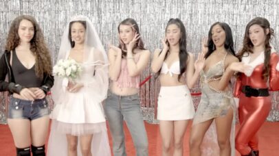 Integrantes do Katseye se vestem de Mariah Carey para vídeo (Foto: Reprodução/YouTube)