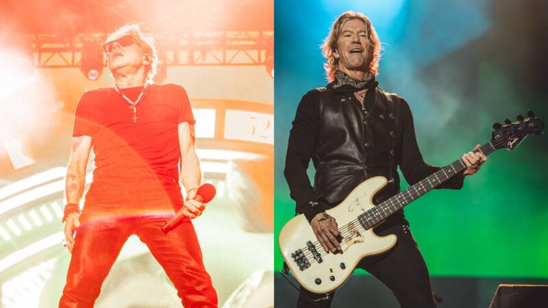 Axl Rose e Duff McKagan, do Guns N' Roses, durante show em Curitiba (Crédito da foto: Guns N' Roses)
