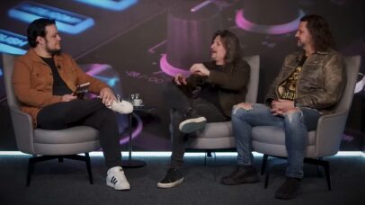 Rafael Bittencourt e Felipe Andreoli, do Angra, em entrevista à Rolling Stone Brasil (Foto: Rolling Stone Brasil)