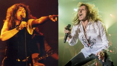 David Coverdale, do Whitesnake, em 1984 e 2015 (Fotos: Pete Still / Redferns e Sergione Infuso / Corbis via Getty Images)