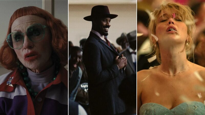 Amy Madigan em A Hora do Mal, Michael B. Jordan em Pecadores e Jennifer Lawrence em Morra, Amor (Foto: Divulgação)