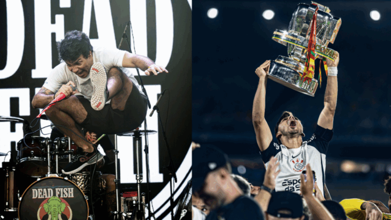 À esquerda, Dead Fish e à direita, Corinthians