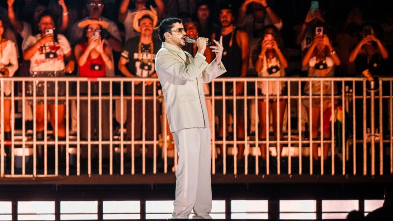 Bad Bunny em sua turnê 'Debi Tirar Mas Fotos' no Allianz Parque, em Sao Paulo, Brasil