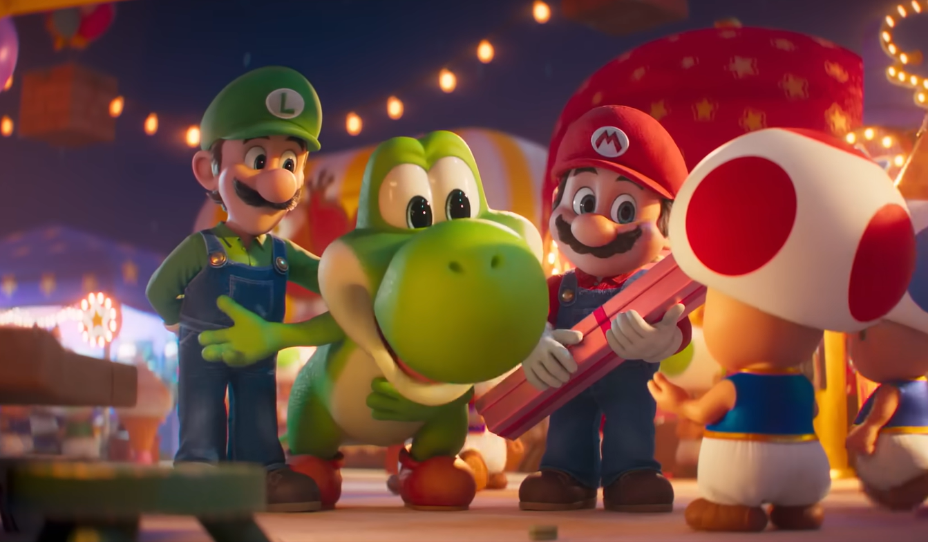 Yoshi (Donald Glover), Mario e Luigi em trailer de 'Super Mario Galaxy: O Filme'