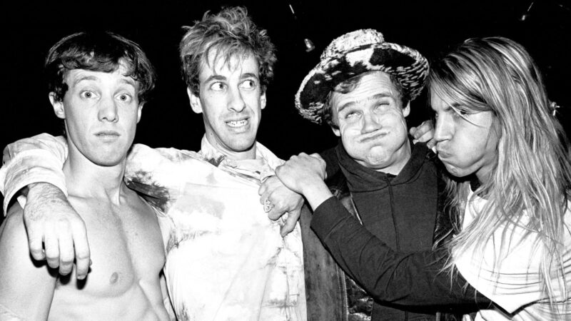 Red Hot Chili Peppers, em 1986, formado por Jack Irons, Hillel Slovak, Flea e Anthony Kiedis (Foto: Gary Gershoff/Getty Images)