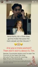 Karla Sofía Gascón afirma que Timothée Chalamet não precisa se preocupar com polêmicas (Reprodução)