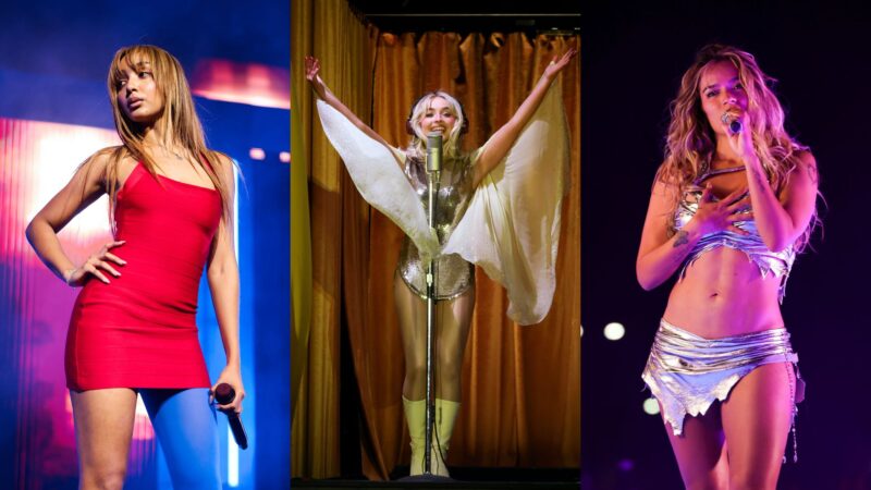 PinkPantheress, Sbrina Carpenter e Karol G no primeiro final de semana do Coachella 2026 (Fotos: Arturo Holmes, Kevin Mazur e Kevin Mazur/Getty Images for Coachella)