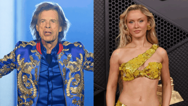 À esquerda, Mick Jagger, e à direita, Zara Larsson