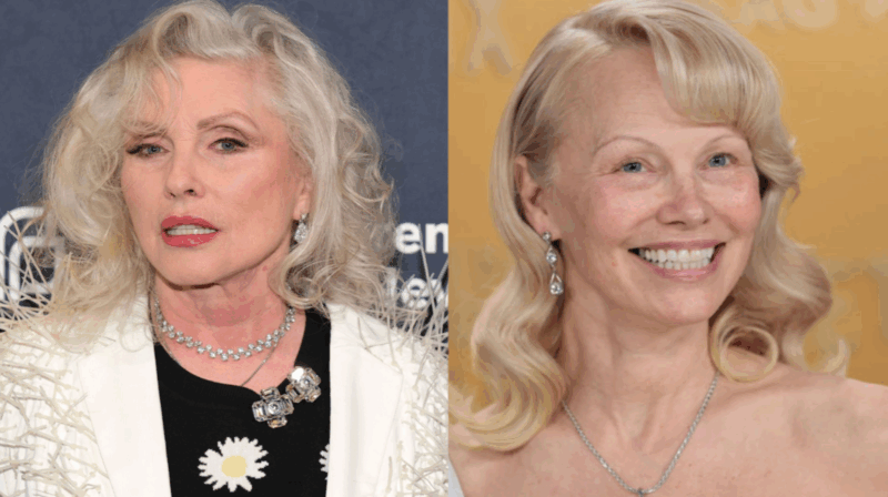 À esquerda, Debbie Harry, do Blondie, e à direita, Pamela Anderson